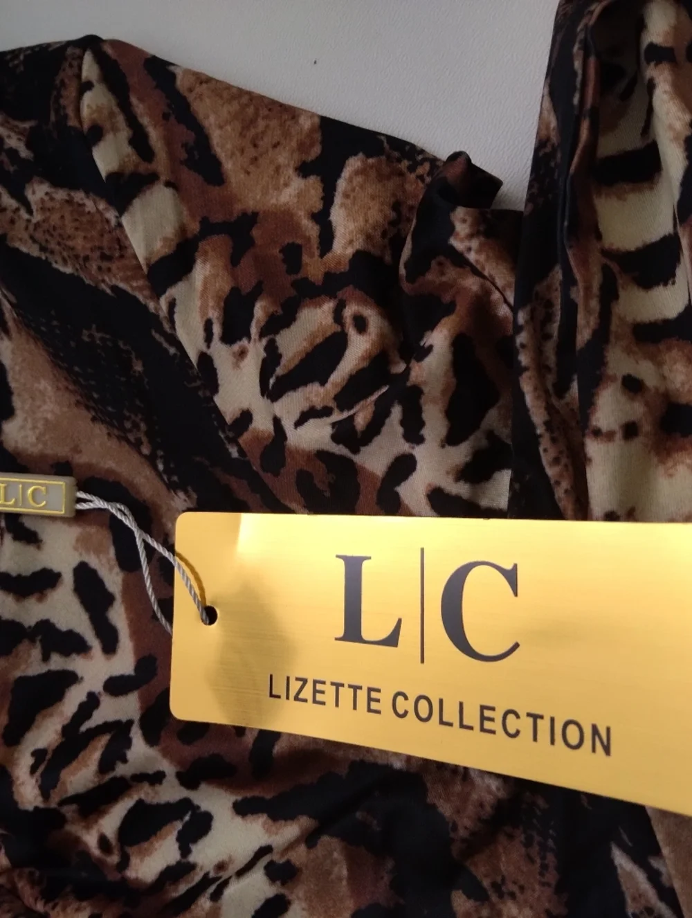 Lizzete Collection Women's Brown Animal Print Long Sleeve Bodysuit New Size M - Picture 2 of 5
